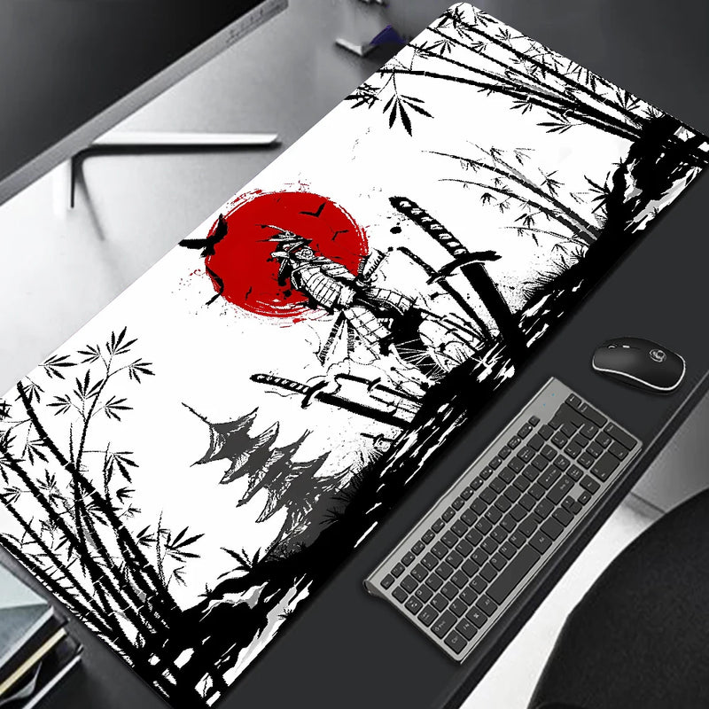 Mouse Pad Gamer Samurai - Design Preto, Base Antiderrapante