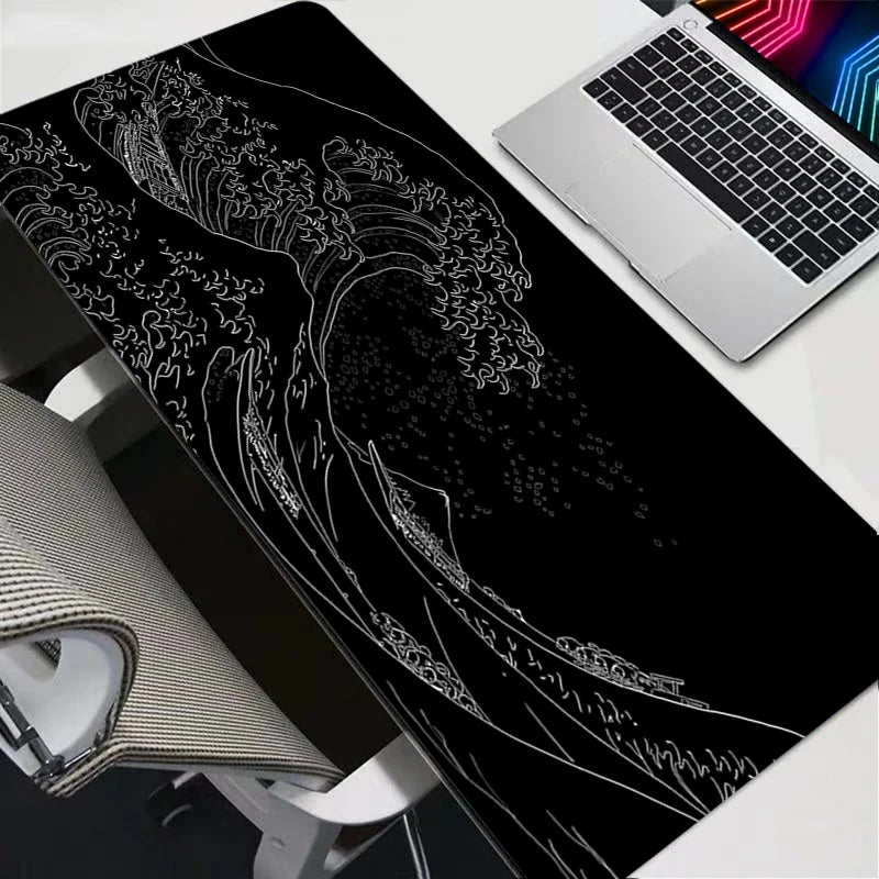 Mousepad XL para Computador - Tapete de Mesa com Estampa de Onda do Mar Japonês