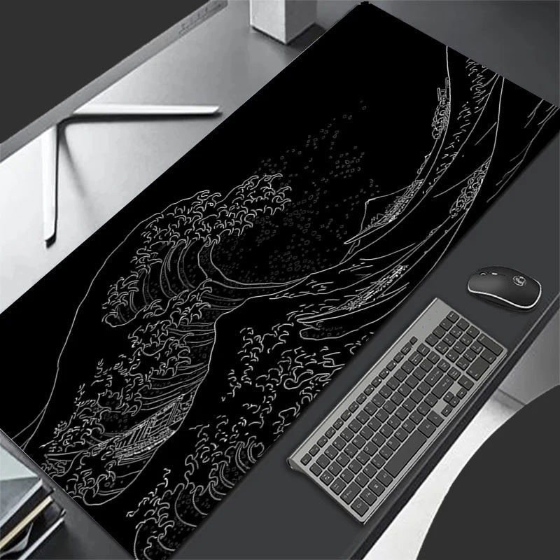 Mousepad XL para Computador - Tapete de Mesa com Estampa de Onda do Mar Japonês