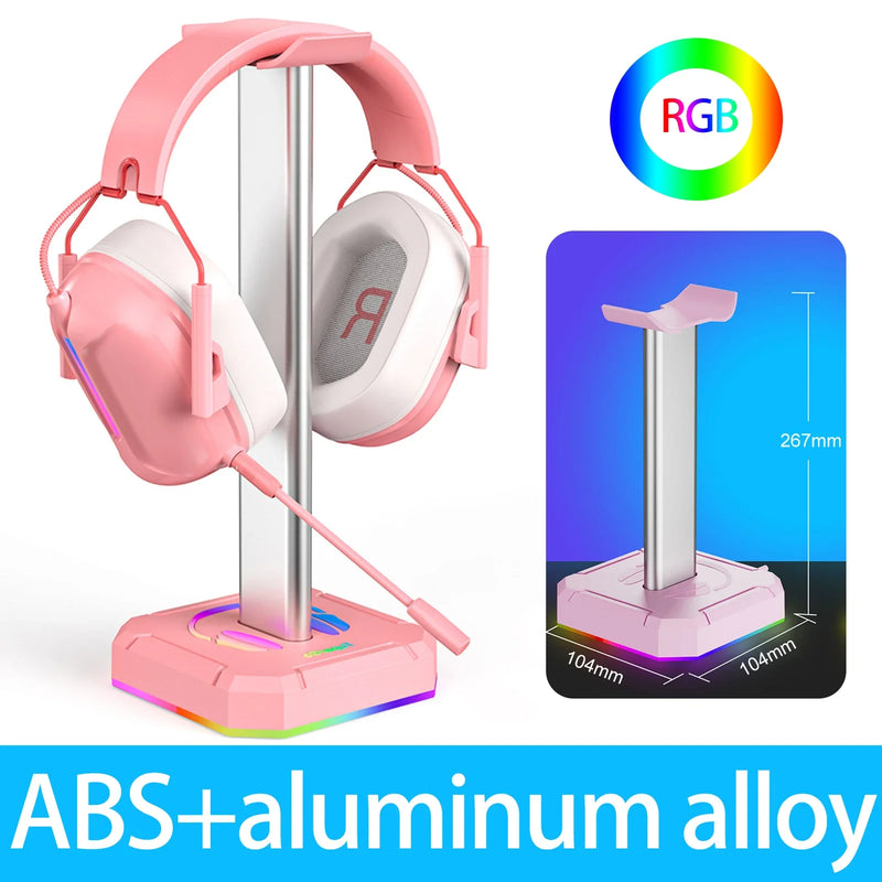 Suporte para Fones de Ouvido em Liga de Alumínio com Iluminação RGB - Display Vertical para Gaming