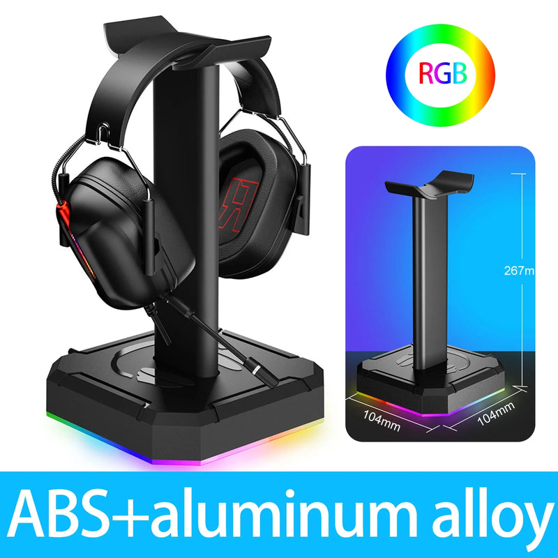 Suporte para Fones de Ouvido em Liga de Alumínio com Iluminação RGB - Display Vertical para Gaming