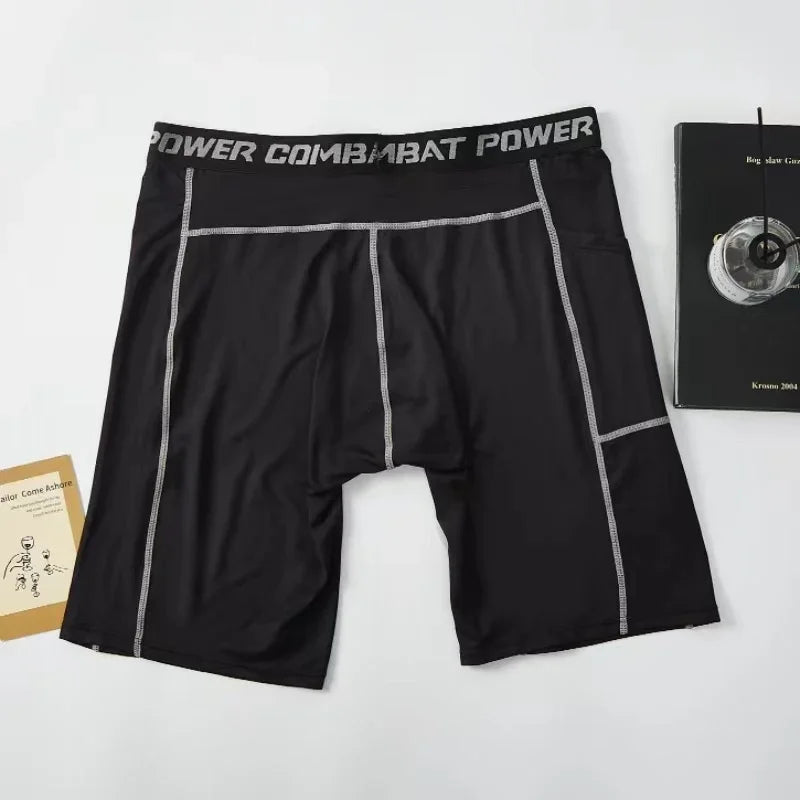 Shorts de Compressão Masculino com Bolso para Esportes - Tecido Respirável e Secagem Rápida