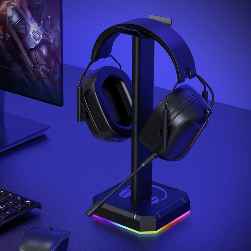 Suporte para Fones de Ouvido em Liga de Alumínio com Iluminação RGB - Display Vertical para Gaming