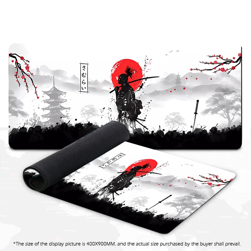 Mouse Pad Gamer Samurai - Design Preto, Base Antiderrapante