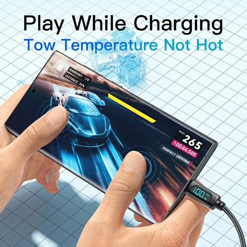 Cabo USB Tipo C Essager para Huawei, Honor, Xiaomi e Samsung - Carregamento Rápido 66W/100W