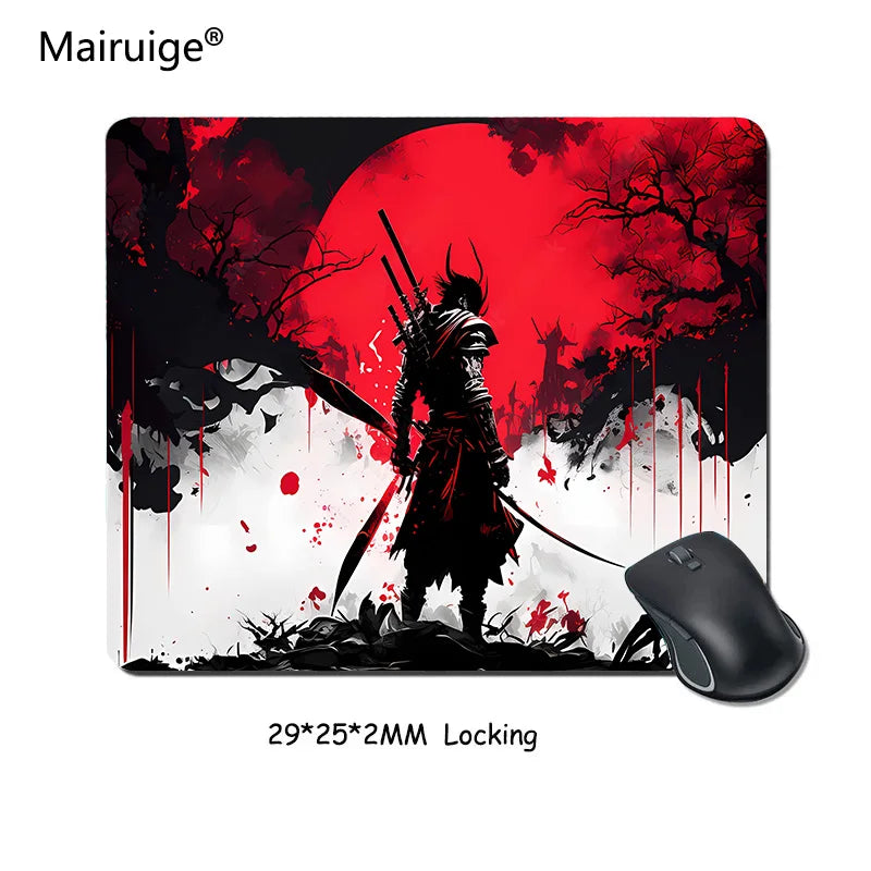 Mouse Pad Gamer Samurai - Design Preto, Base Antiderrapante