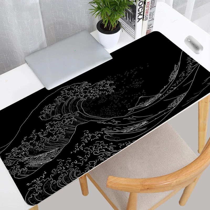 Mousepad XL para Computador - Tapete de Mesa com Estampa de Onda do Mar Japonês