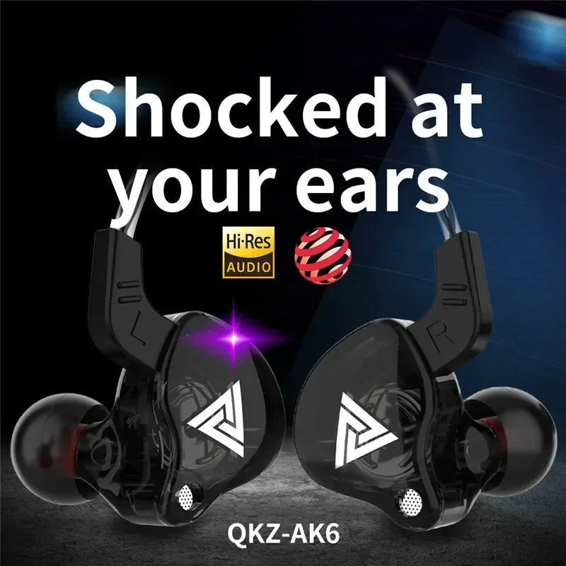 Fone de Ouvido QKZ AK6 HiFi com Microfone - Earbuds Estéreo com Driver de Cobre, Graves Poderosos e Conexão 3.5mm