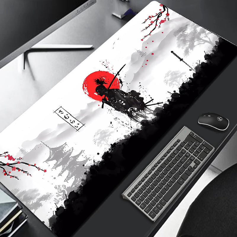 Mouse Pad Gamer Samurai - Design Preto, Base Antiderrapante