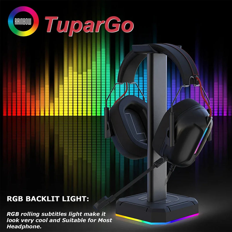 Suporte para Fones de Ouvido em Liga de Alumínio com Iluminação RGB - Display Vertical para Gaming