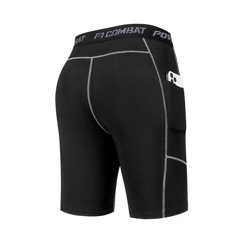 Shorts de Compressão Masculino com Bolso para Esportes - Tecido Respirável e Secagem Rápida